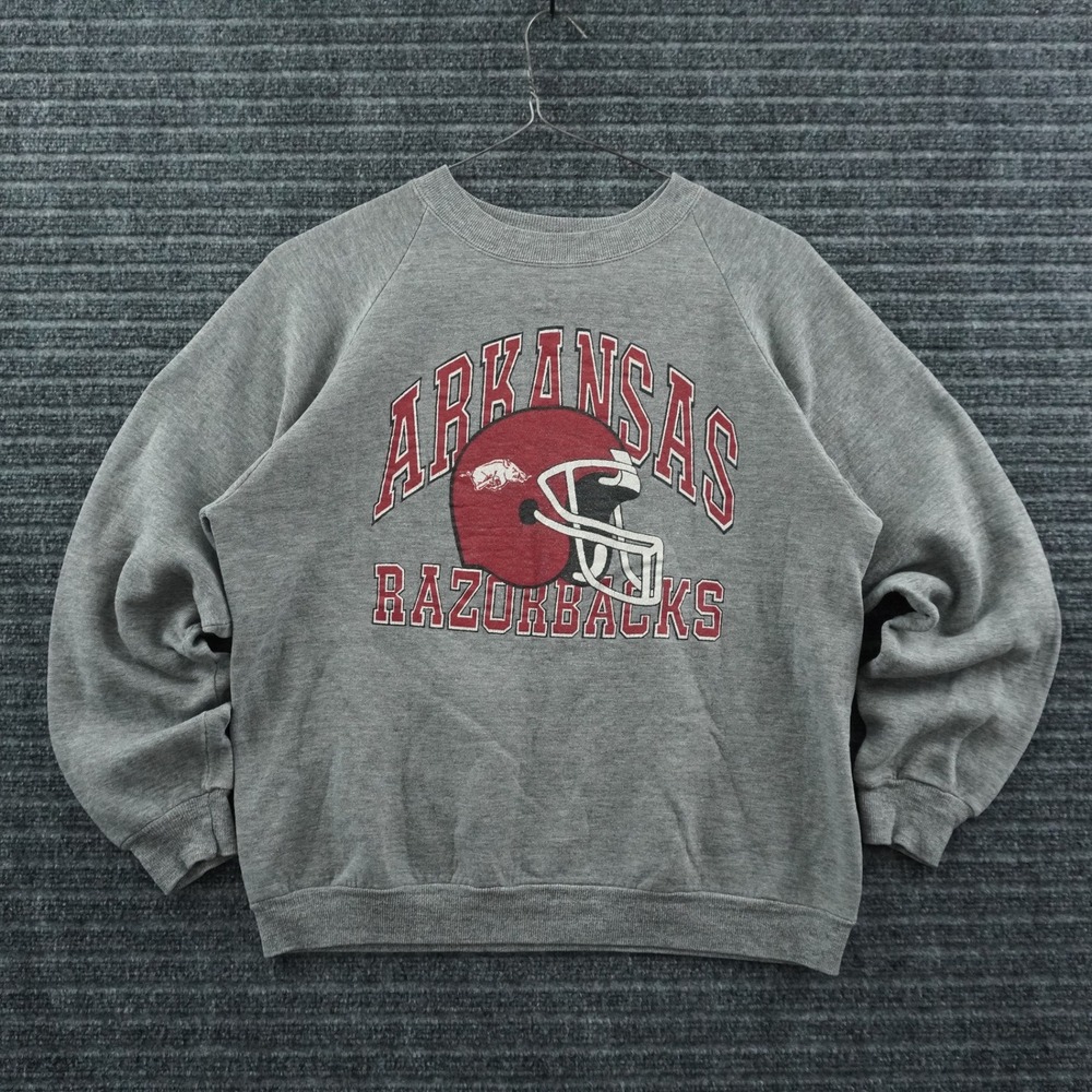 Jerzees Sweatshirt‎ Mens L Gray Arkansas Razorbacks Football Vintage USA Made